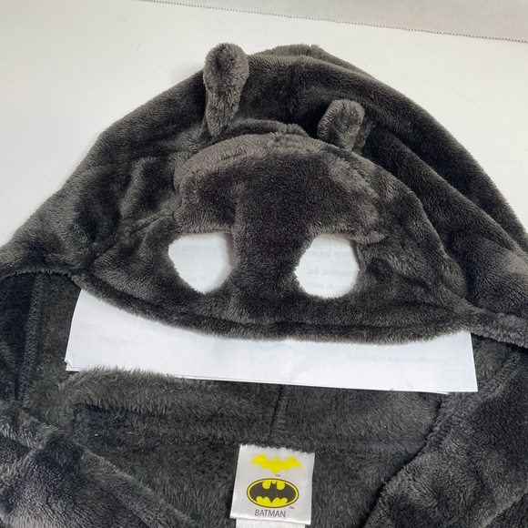 Komar Kids Batman XS (4/5) Robe Black Gold Polyester Pile Hooded Tie Belt - Picture 8 of 8